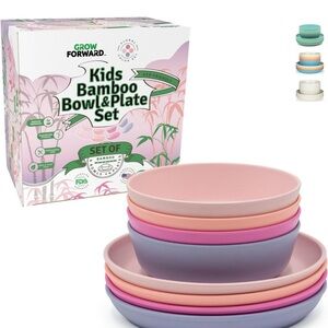 Grow Forward Kids Bamboo Bowl & Plate Set